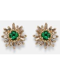 Suzanne Kalan - 18Kt Earrings With Diamonds And Emeralds - Lyst