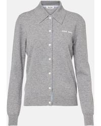 Miu Miu - Logo Cashmere Cardigan - Lyst