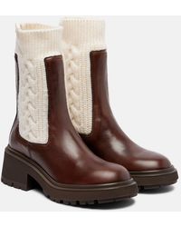 Jimmy Choo - Tamia Cable-Knit Leather Ankle Boots - Lyst