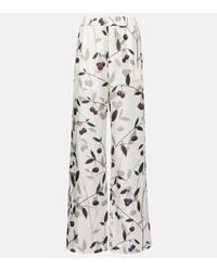 Stella McCartney - Organic Silk Cherry Wide-Leg Trousers - Lyst