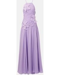 LEO LIN - Amaya Floral-Applique Gathered Gown - Lyst