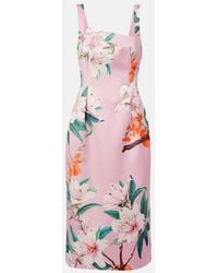LEO LIN - Larissa Floral Satin Midi Dress - Lyst