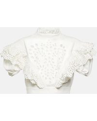 Sportmax - Ometto Broderie Anglaise Cotton Cropped Top - Lyst