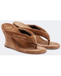 Balenciaga - Gaeta Velvet Wedge Thong Sandals - Lyst