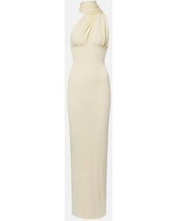 AYA MUSE - Thea Scarf-Detail Ribbed-Knit Maxi Dress - Lyst