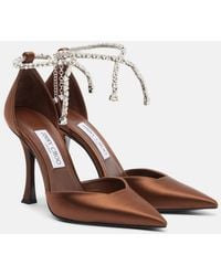 Jimmy Choo - Stevie 100 Crystal-Embellished Satin Pumps - Lyst