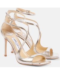 Jimmy Choo - Sandalen Azia 95 Aus Metallic-Leder - Lyst