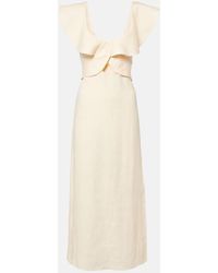 Johanna Ortiz - Ruffled Linen Midi Dress - Lyst