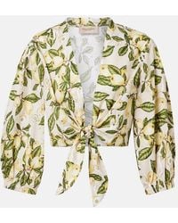 Adriana Degreas - Printed Cotton-Blend Crop Top - Lyst