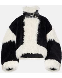 Sacai - Oversized Faux Fur-Trimmed Wool Jacket - Lyst