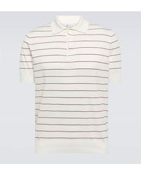 Brunello Cucinelli - Striped Cotton Polo Shirt - Lyst