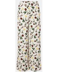 Marni - Printed Silk Palazzo Pants - Lyst