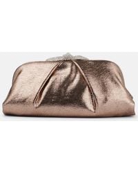 Aquazzura - Very Bow Tie Embellished Satin Clutch - Lyst