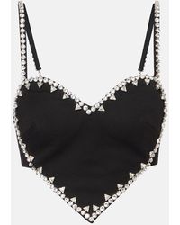 Area - Heart Crystal-Embellished Crop Top - Lyst
