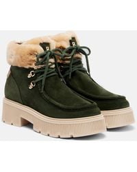 Bogner - Turin Shearling-Trimmed Suede Lace-Up Boots - Lyst