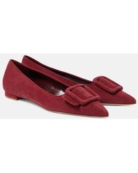 Manolo Blahnik - Ballerinas Maysalepumpflat Aus Veloursleder - Lyst