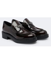 Prada - Chocolate Leather Loafers - Lyst