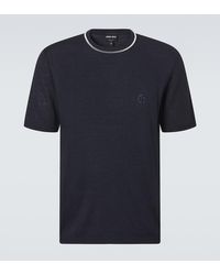 Giorgio Armani - Logo Linen And Silk T-Shirt - Lyst
