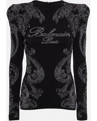 Balmain - Top De Jersey De Mezcla De Algodon Con Paisley - Lyst