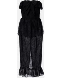 Alessandra Rich - Lace And Silk Georgette Bustier Dress - Lyst