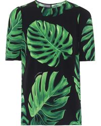 Dolce & Gabbana T-Shirt mit Philodendron-Print - Schwarz
