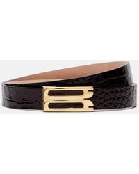 Victoria Beckham - Croc-Effect Leather Belt - Lyst