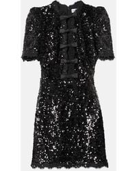 Rebecca Vallance - Diana Bow-Detail Sequined Minidress - Lyst