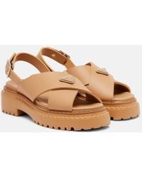 Prada - Logo Rubber Platform Sandals - Lyst