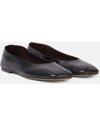 The Row - Square Leather Ballet Flats - Lyst