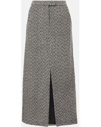 Self-Portrait - Herringbone High-Rise Midi Skirt - Lyst