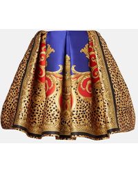 Versace - Minifalda Plisada De Saten Estampada - Lyst