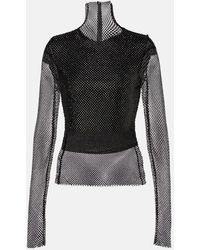 Sportmax - Valdai Embellished Fishnet Crop Top - Lyst