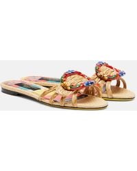 Dolce & Gabbana - Taormina Embellished Raffia Sandals - Lyst