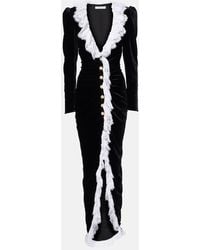 Alessandra Rich - Robe Longue En Velours Et Dentelle - Lyst