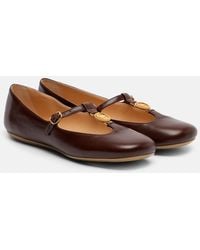Chloé - Leonore Embellished Leather Ballet Flats - Lyst