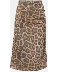 Stella McCartney - Leopard-Printed Ruched Midi Skirt - Lyst