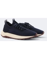 Fedeli - Knitted Suede-Trimmed Sneakers - Lyst