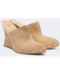 Balmain - Suede Wedge Clogs - Lyst