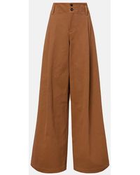 Chloé - Weite High-Rise-Hose Aus Baumwoll-Canvas - Lyst