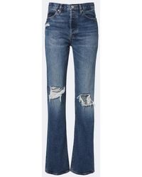 FRAME - The Vertical Distressed Straight Jeans - Lyst