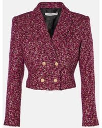 Alessandra Rich - Sequined Cropped Tweed Blazer - Lyst