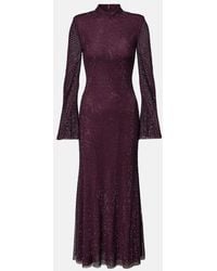 Self-Portrait - Maxikleid Aus Mesh Mit Kristallen - Lyst