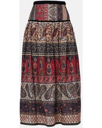 Valentino - Falda Midi En Muselina De Algodon Con Paisley - Lyst