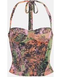 Roberta Einer - Printed Halterneck Bustier Top - Lyst