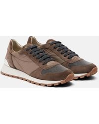 Brunello Cucinelli - Monili Suede-Trimmed Sneakers - Lyst