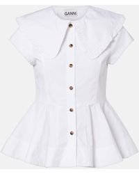 Ganni - Top Aus Einem Baumwollgemisch - Lyst