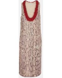 Dries Van Noten - Bedrucktes Midikleid Mit Pailletten - Lyst