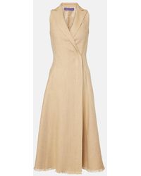 Ralph Lauren - Midikleid Aus Seide Und Leinen - Lyst