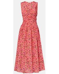 Ulla Johnson - Sylvie Floral Silk Midi Dress - Lyst