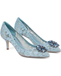 Damen Schuhe Absätze Schuhe mit flachen und mittelhohen Absätzen Dolce & Gabbana Spitze PUMPS AUS TAORMINA-SPITZE MIT KRISTALLEN 